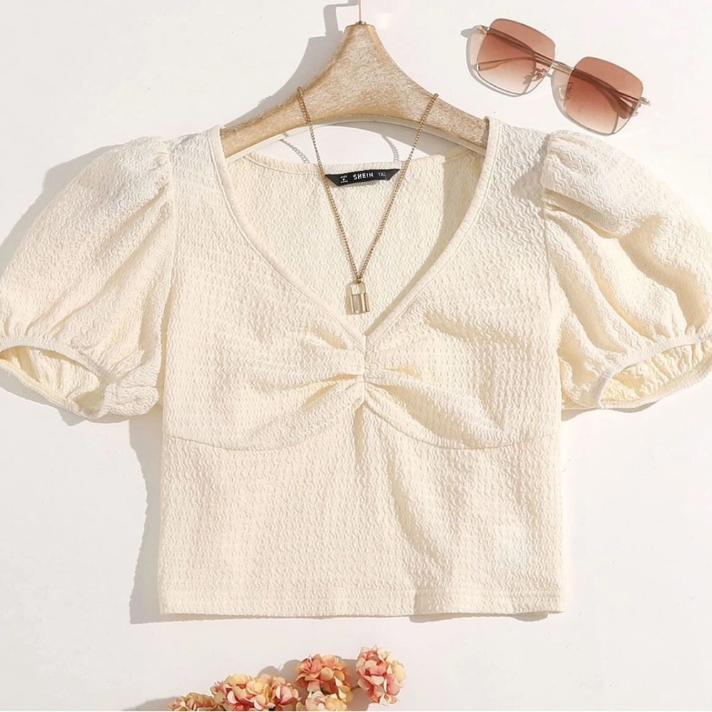 SHEIN Ruched Puff Sleeve